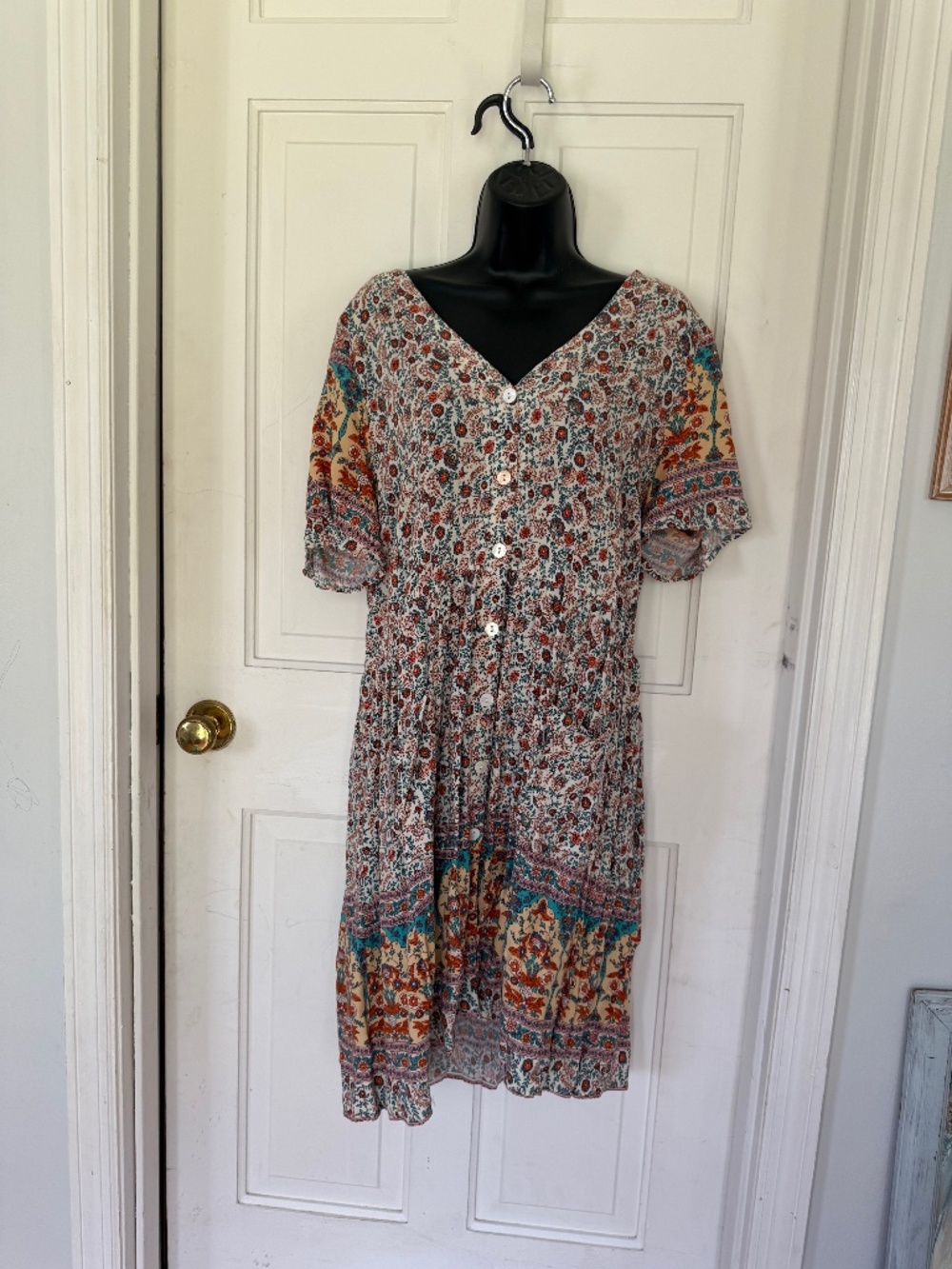 Floral Dress Knee Length With Pockets XL